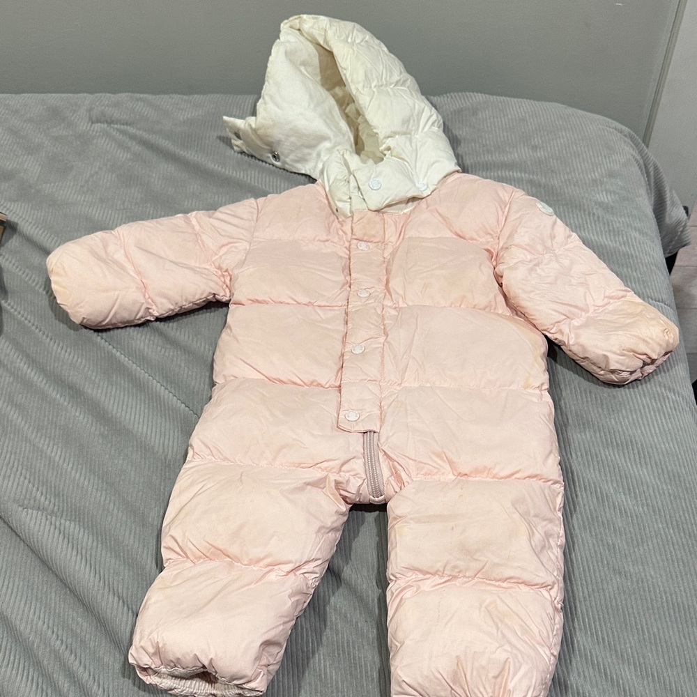 Moncler Pink and White Kids Puffer Jacket